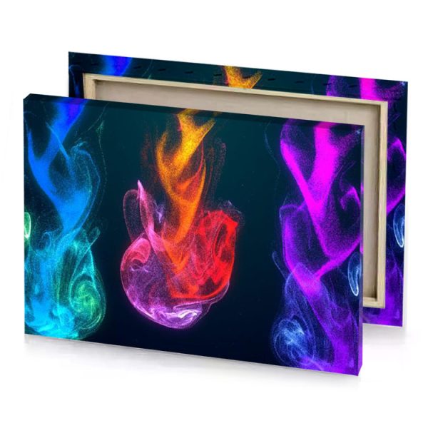 four colored fire flames on a black background crimson canvas - Image 4