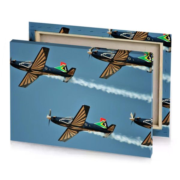 four planes flying in the sky cadet blue canvas - Image 4