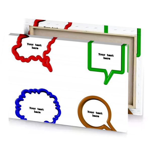four speech bubbles with the words your name and medium blue canvas - Image 4