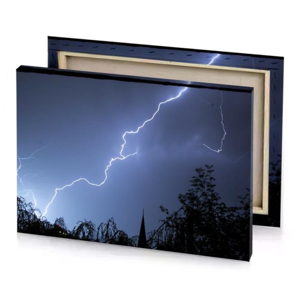 lightning strikes through the sky over a field glaucous canvas - Image 4