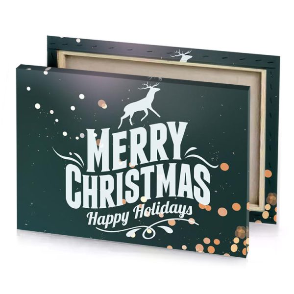 merry christmas lettering with deer on dark background lavender canvas - Image 4