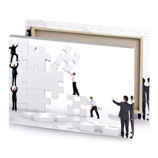 people putting puzzle pieces together white smoke canvas - Image 4