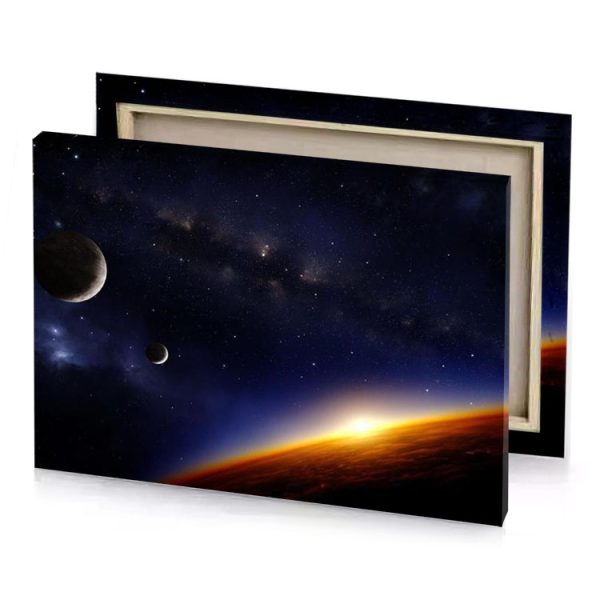 planets and stars in the sky midnight blue canvas - Image 4