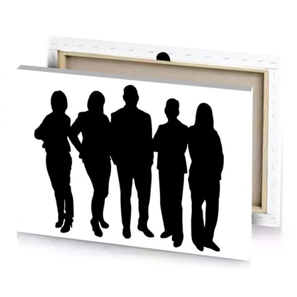 silhouettes of people standing in a line black canvas - Image 4
