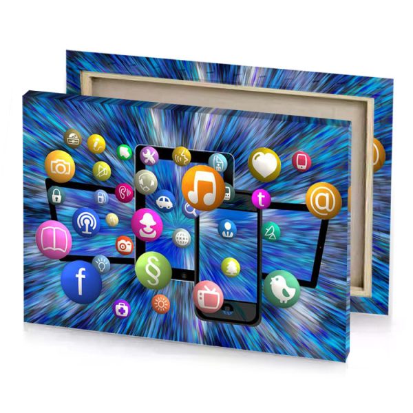 social media icons on smartphones cerulean blue canvas - Image 4