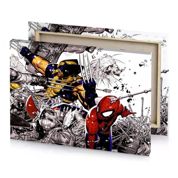 spiderman and wolverine brown canvas - Image 4