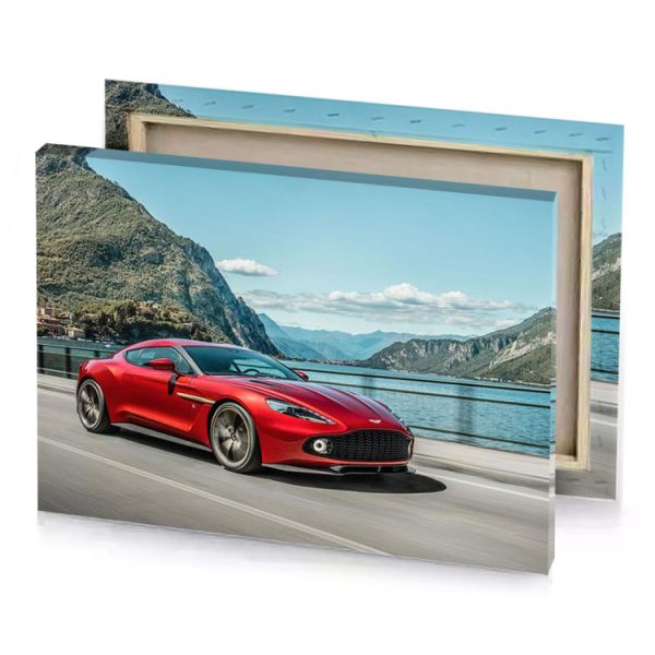 the aston gtr is driving along a lake firebrick canvas - Image 4