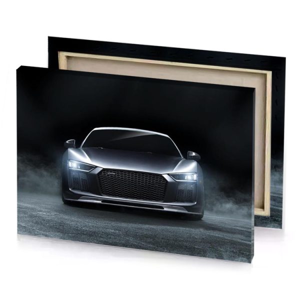 the audi concept car is shown in a dark room smoky black canvas - Image 4