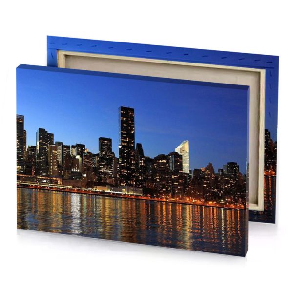 the city skyline at night steel blue canvas - Image 4