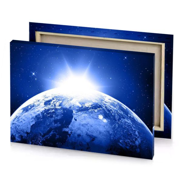 the earth with sun shining in background cerulean blue canvas - Image 4