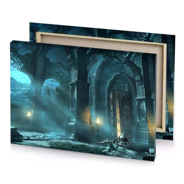 the elder scrolls in teal blue canvas - Image 4