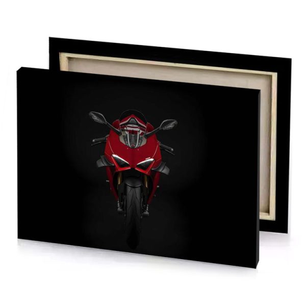 the front view of a red motorcycle on black background burgundy canvas - Image 4