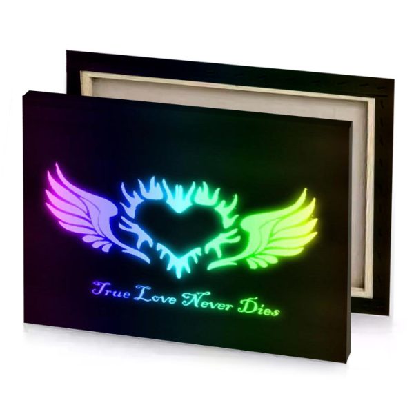 the love never dies neon sign light green canvas - Image 4