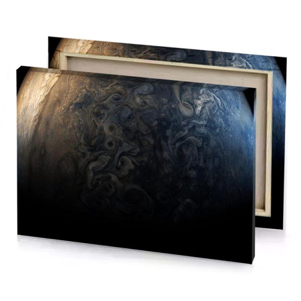 the planet jupiter with its moon in background smoky black canvas - Image 4