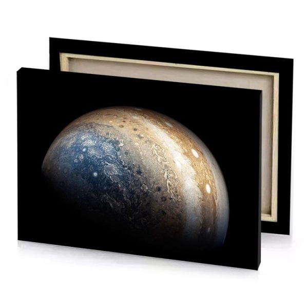 the planet jupiter with its moon in background tan canvas - Image 4