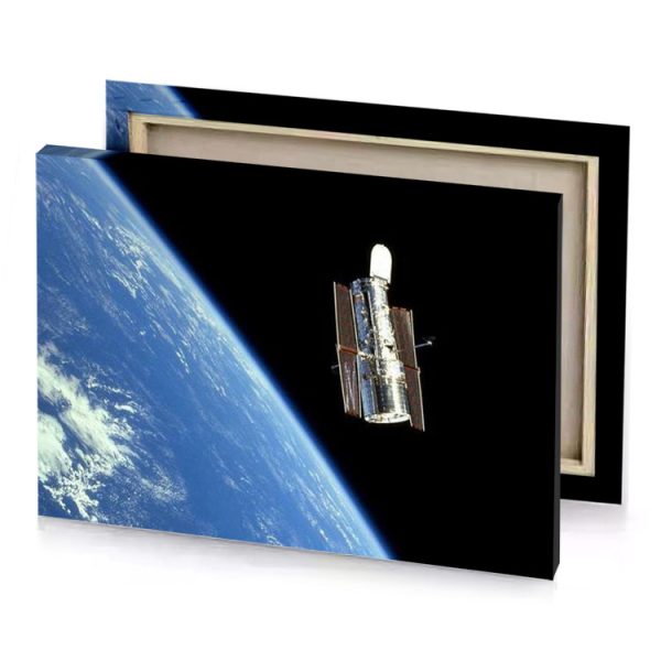 the space shuttle is seen from international station steel blue canvas - Image 4