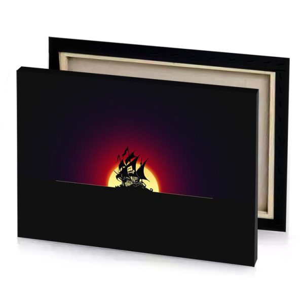 the sun is setting in background of a black burgundy canvas - Image 4
