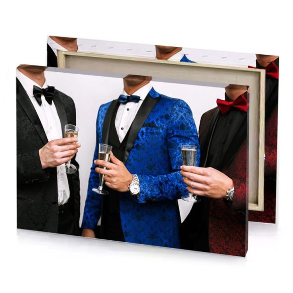 three men in tuxed suits holding glasses sapphire canvas - Image 4