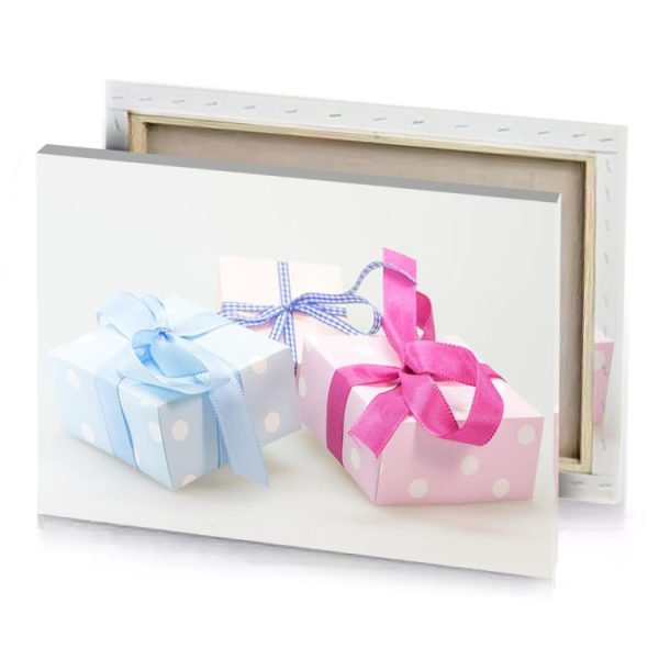 three small boxes with bows and polka dots persian pink canvas - Image 4