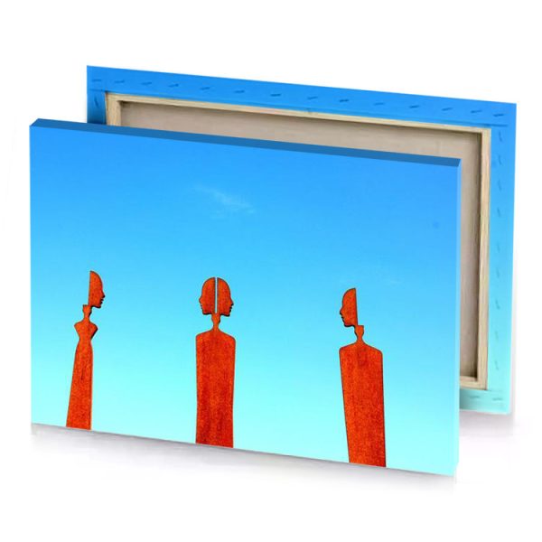 three statues of people blue jeans canvas - Image 4