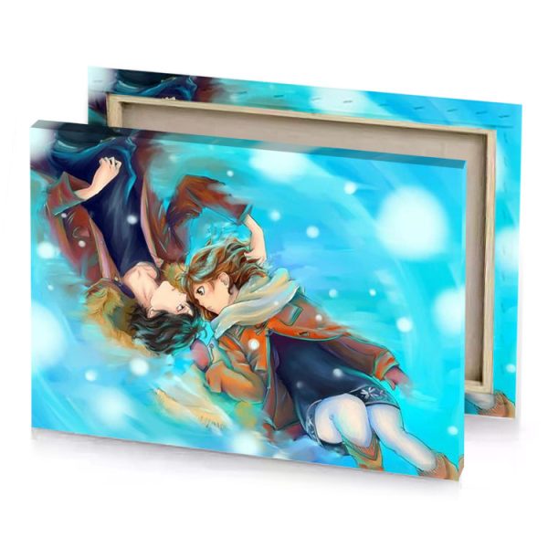 two anime characters in a blue sky tan canvas - Image 4