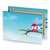 two birds sitting on a branch with heart shaped balloon sky blue canvas - Image 4