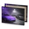 two cars in a garage with purple lights medium canvas - Image 4