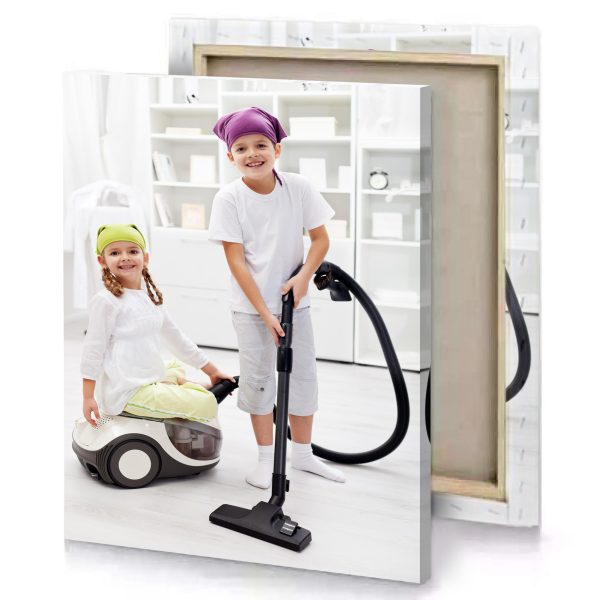 two children are playing with a vacuum platinum canvas - Image 4