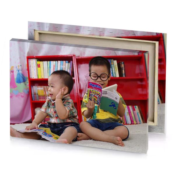 two children sitting on the floor reading books burgundy canvas - Image 4
