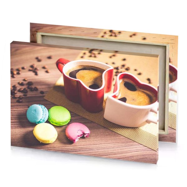 two cups of coffee and some colorful macs garnet canvas - Image 4