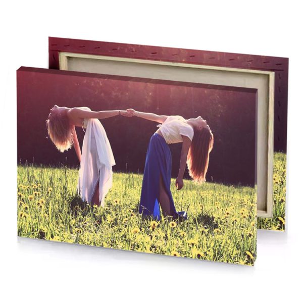 two girls in a field of flowers charcoal canvas - Image 4