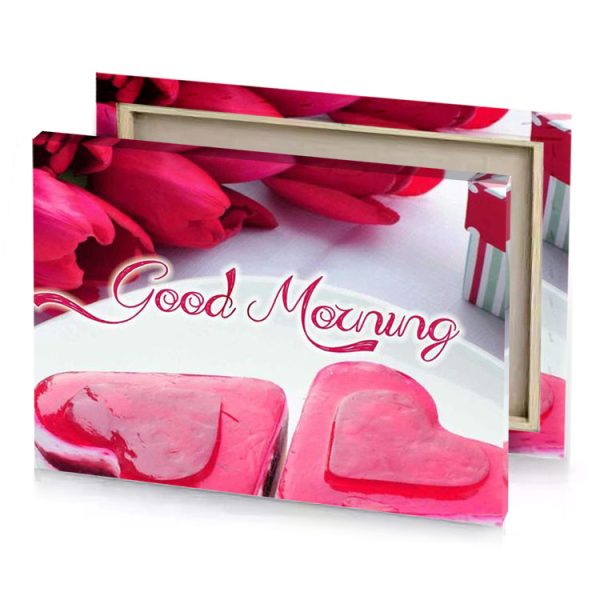 two heart shaped cakes on a plate with gift box pale violet red canvas - Image 4