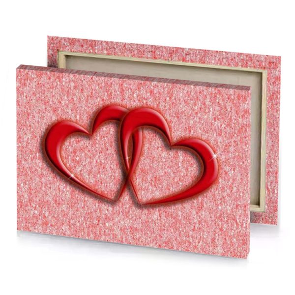 two hearts on a pink background firebrick canvas - Image 4