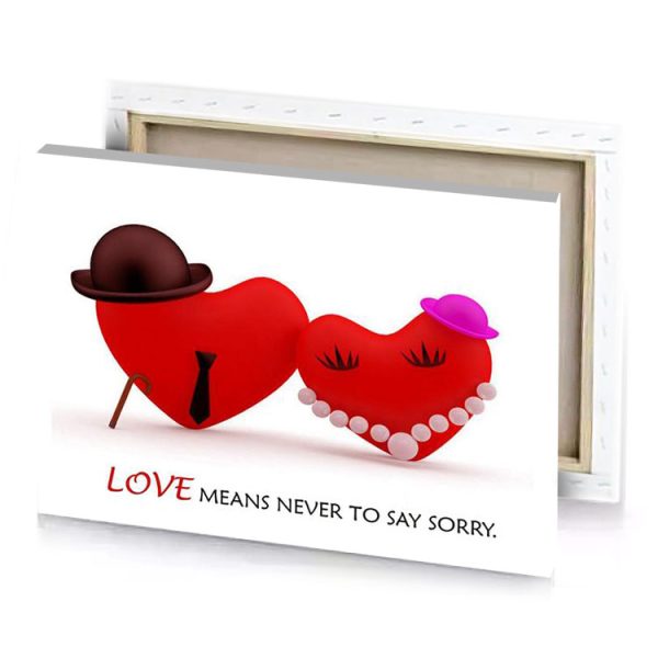 two hearts with a hat and heart firebrick canvas - Image 4