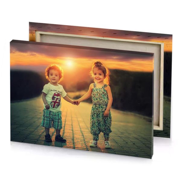 two little girls holding hands while walking down a road smoky black canvas - Image 4