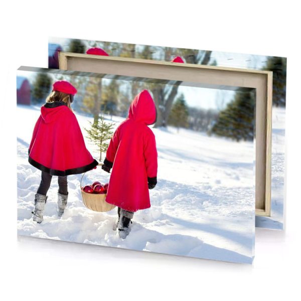 two little girls in red coats walking the snow crimson canvas - Image 4