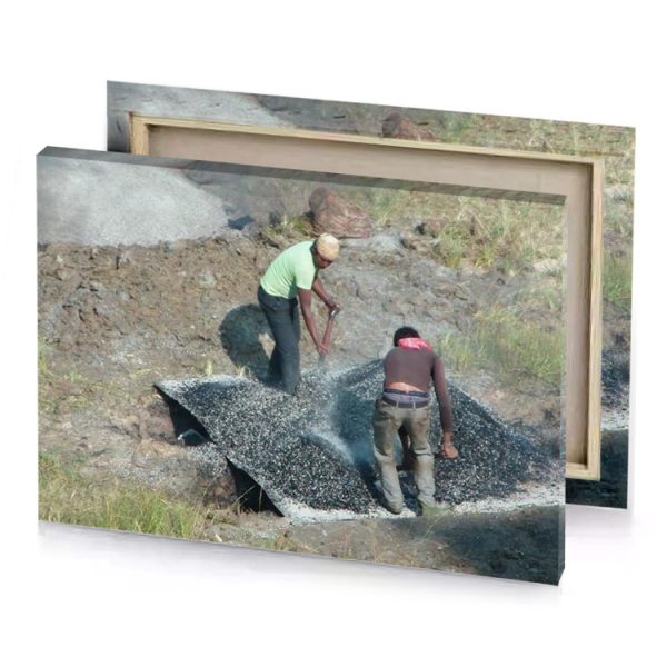 two men are digging a hole in the ground charcoal canvas - Image 4