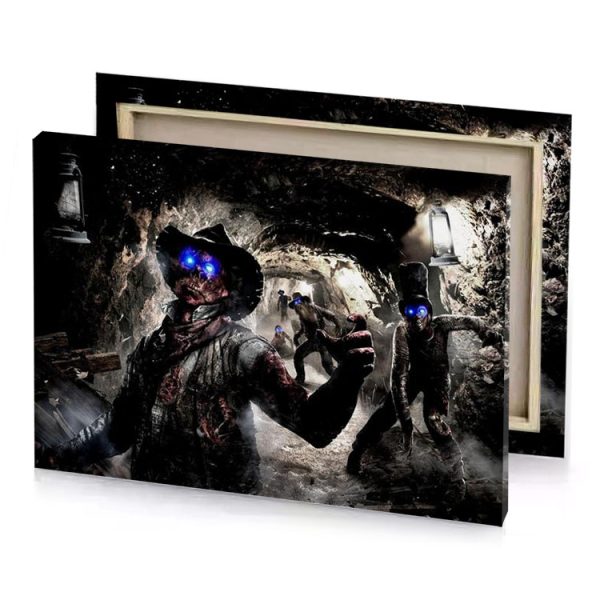 two men in a cave with blue lights gray canvas - Image 4