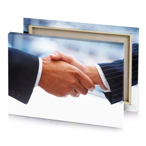two men shaking hands white smoke canvas - Image 4
