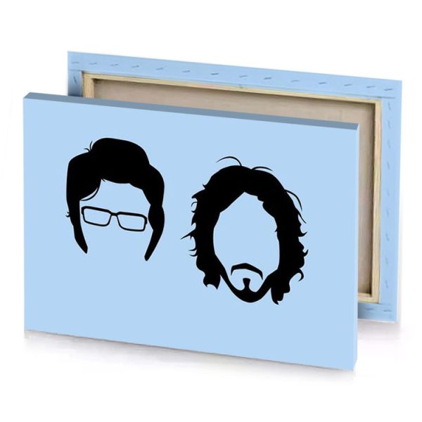 two men with long hair and glasses black canvas - Image 4