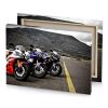 two motorcycles parked on the side of a road dim gray canvas - Image 4