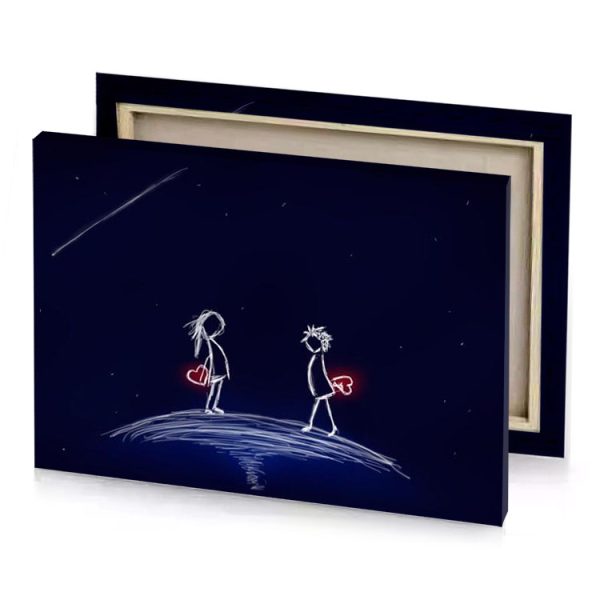 two people standing on a planet with star in the midnight blue canvas - Image 4