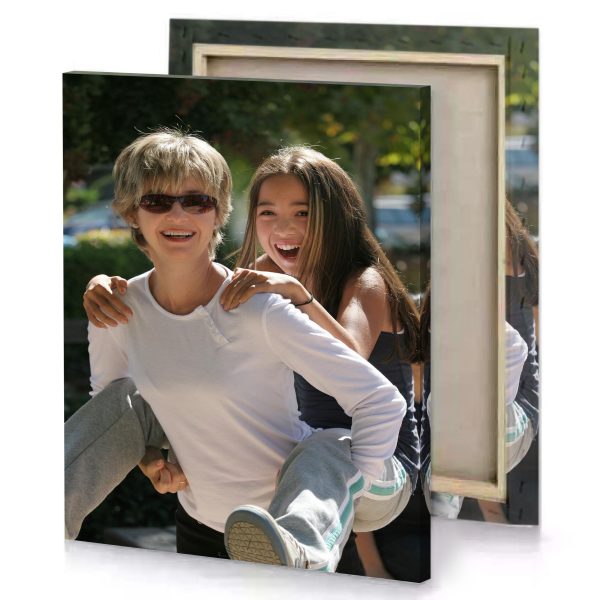 two young girls are sitting on a bench rose quartz canvas - Image 4