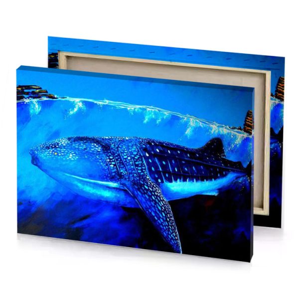 whale painting awesome by david stins dodger blue canvas - Image 4