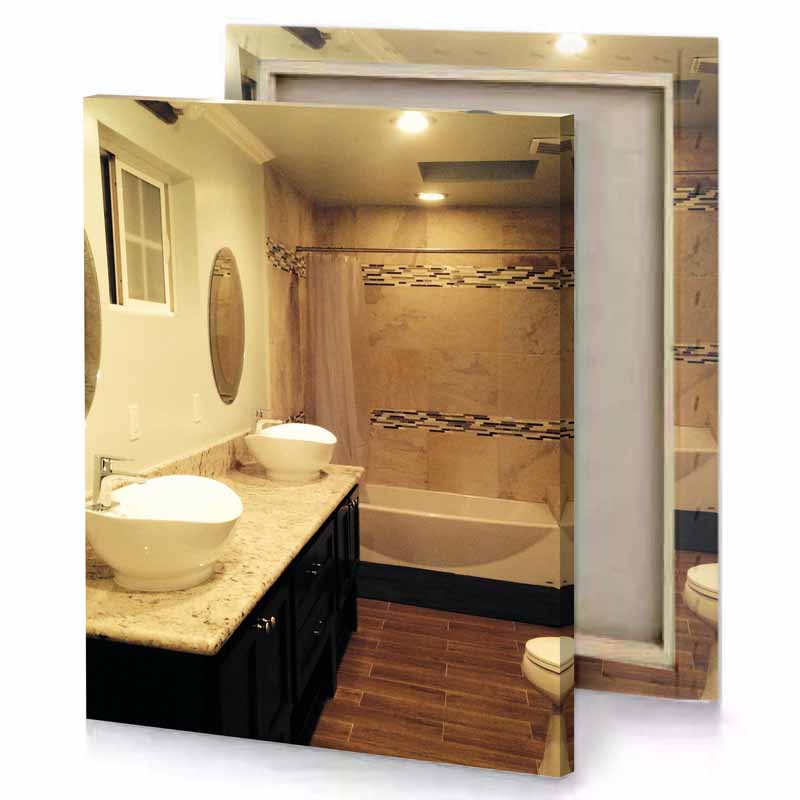 a bathroom with sink toilet and mirror copper canvas