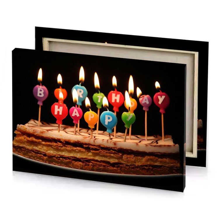 a birthday cake with candles on top peru canvas