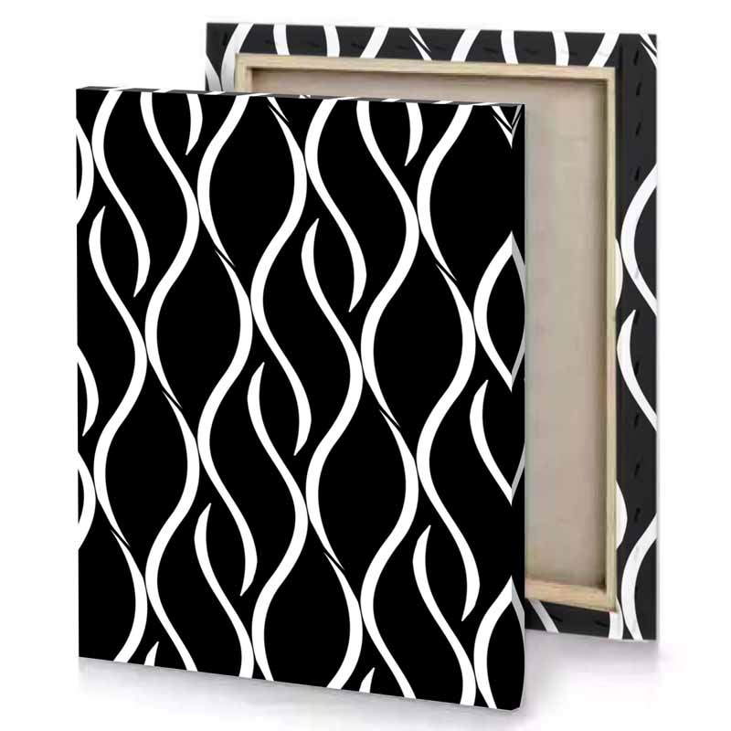 a black and white pattern with wavy lines canvas