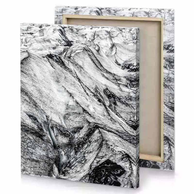 a black and white photo of mountain platinum canvas