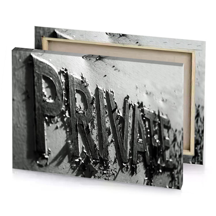 a black and white photo of wall with the word bistre canvas