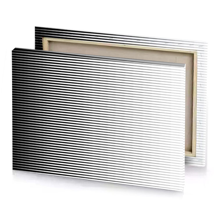 a black and white striped pattern silver canvas